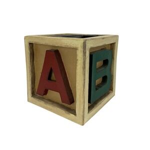 ABCDE Wooden Block Large Cube Toy Storage Alphabet Decor Nursery Baby Room